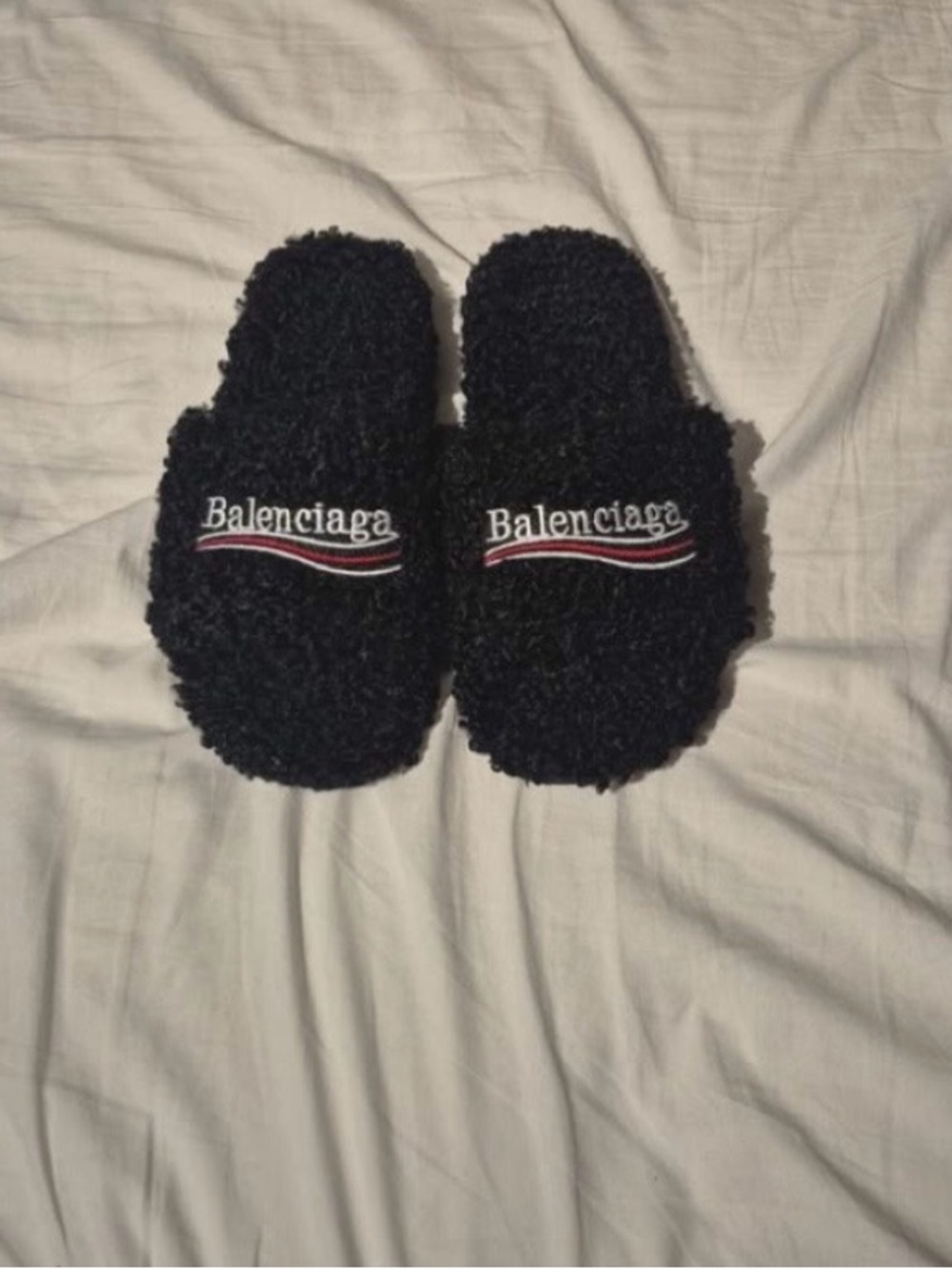 Balenciaga Black Fuzzy slides